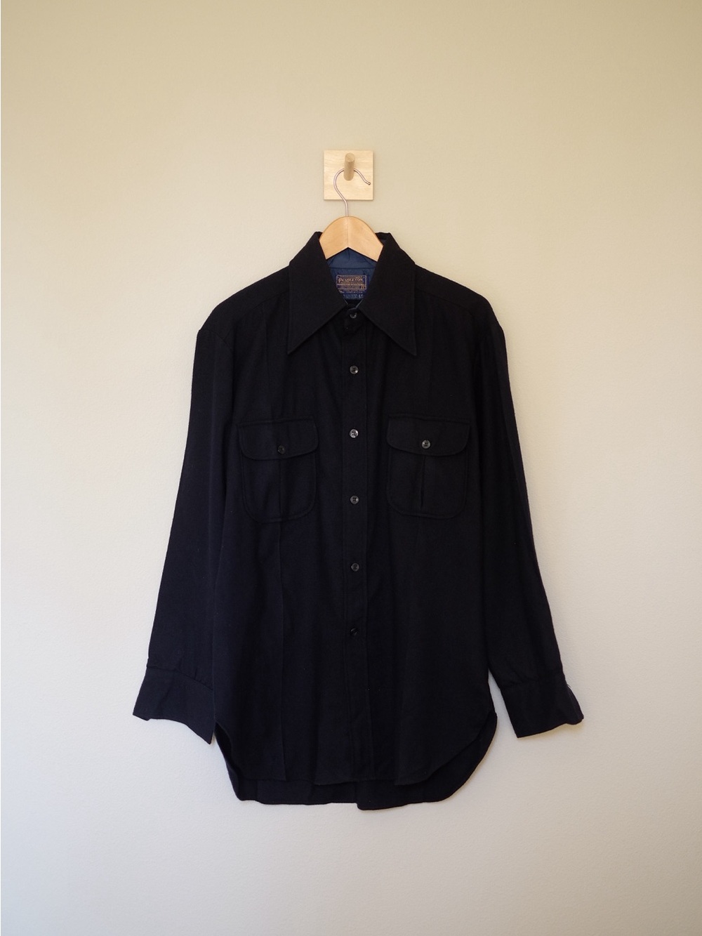 Pendleton Classic Dark Navy Wool Long-Sleeve Button-Up Shirt